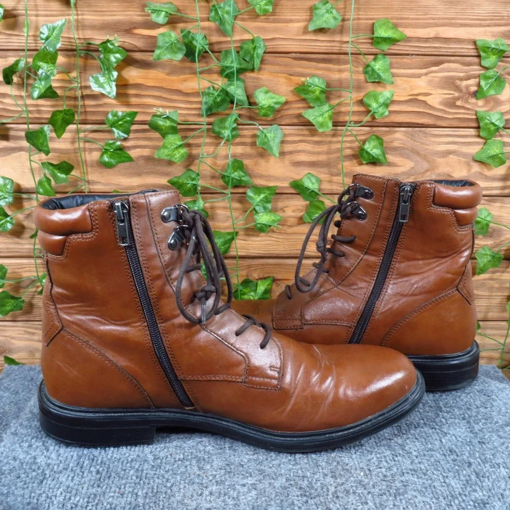 Alfani Mel Mens Combat Boots Size 11M Fashion Work Cognac Brown F0187